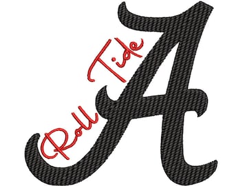 Roll Tide Embroidery, Alabama Embroidery Design, Pocket embroidery designs, Alabama A Roll Tide