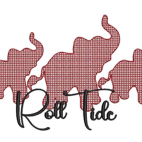 Roll Tide Game Day Embroidery Design, Sketch Stitch Roll Tide, Elephant Trio Roll Tide, Large Alabama Roll Tide embroidery