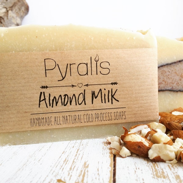 Sapone latte di mandorle, latte di mandorla bio, Vegan sapone, sapone di processo a freddo, sapone organico, sapone naturale, sapone esfoliante, Scrub, sapone mandorla