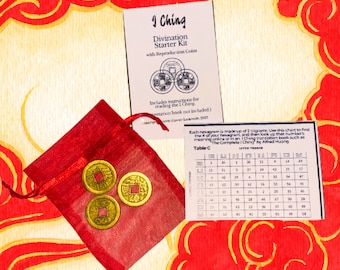 I Ching Divination Starter Kit with instructions (Reproduction or Antique Chinese Coins)