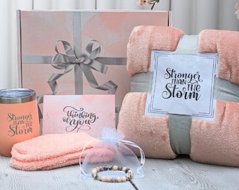 Cancer Care Package for Women with Blanket & Tumbler, Recovery Gift, Get Well Box (Gray)