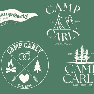 Benutzerdefiniertes Bachelorette SVG-Logo, Camp Bachelorette SVG-Logo, Letzter Weg vor dem Schleier, Truppe Bach, Camping, Berg, Wandern