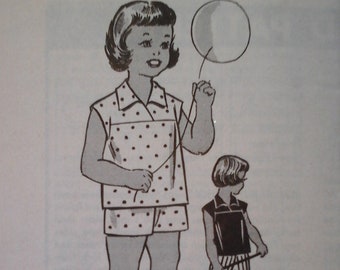 50s Marian Martin 4863 Girls Top, Pants & Shorts Mail order pattern, size 4, vintage 1950s girls shorts pattern, child summer clothes sewing