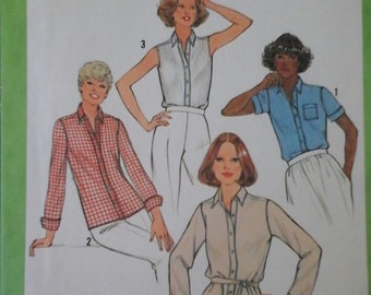70s Simplicity 8861 Easy Stylin' Blouse Pattern, size 16, Bust 38 vintage 1970s Simplicity Front tucks shirt sewing pattern
