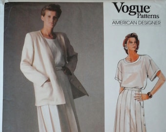 FF Vogue American Designer 1507 Calvin Klein Misses Jacket, Top and Skirt, Size 10, bust 32.5, Vintage 80s Pattern, Calvin Klein suit