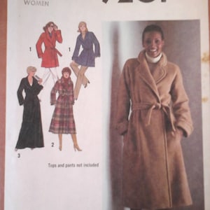 FF Simplicity 9201 Womans Lined Wrap Coat and Belt Plus size Pattern, Size 40, Bust 44, Large Winter Coat Pattern, self-belt coat, wool coat