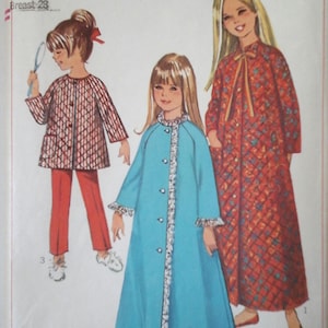 Simplicity 7371 Girls Robe, Sleep Jacket or Top and Pajamas Pattern, size 10, vintage 60s girls sewing pattern, child pajamas and robe 10