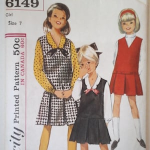 Simplicity 6149 Girls Jumper Dress and Blouse Pattern, size 7