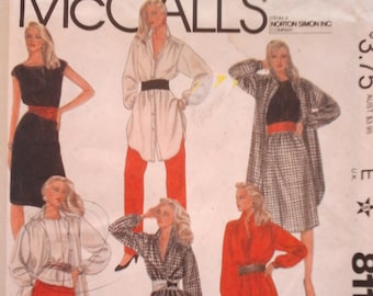 FF McCall's 8116 Misses Dress, Tunic, Top, Skirt and Pants Pattern, Size 12, 80s McCall's Capsule Wardrobe Pattern, Roland Klein Pattern 12