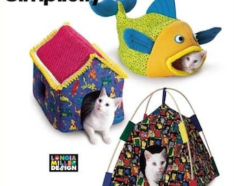 Simplicity 9004 Cat Beds Craft Sewing Pattern, Cloth Cat House, Small Pet Tent Sewing Pattern, Fish Cat Bed Pattern, Pet Beds, smalI dog Bed