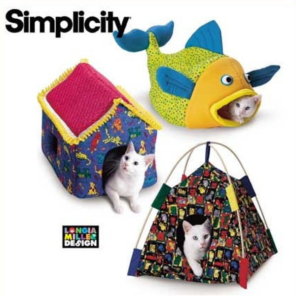 Simplicity 9004 Cat Beds Craft Sewing Pattern, Cloth Cat House, Small Pet Tent Sewing Pattern, Fish Cat Bed Pattern, Pet Beds, smalI dog Bed