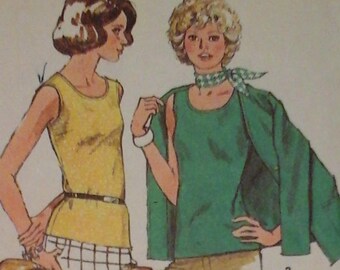 1973 Simplicity 5584 Knit Top and Cardigan Pattern, size 8, size 12, size 16, vintage Simplicity sewing pattern