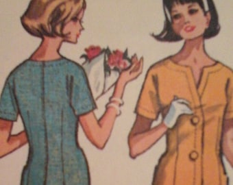 1960s McCall's 7254 Wiggle Dress Pattern, size 14, Bust 34, Vintage McCall's Dress, Button Front Dress, 60s Straight Dress pattern