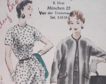 FF Vintage Vogue 8186 Dress and Jacket Pattern, size 12 Bust 30, Retro 50s New Look Dress, petite, 50s Dress, dress and jacket pattern small