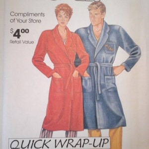 FF McCall's 0011 Unisex Robe Pattern, size Small-XLarge Mens or Women's robe vintage sewing pattern, Teri Bathrobe Pattern, easy men's robe