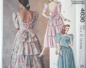 FF McCall's 4636 Misses Gown pattern, Bridal Dress or Bridesmaid Dress, size 12-14-16, Bust 34-38, vintage 80s McCalls Dress Sewing Pattern