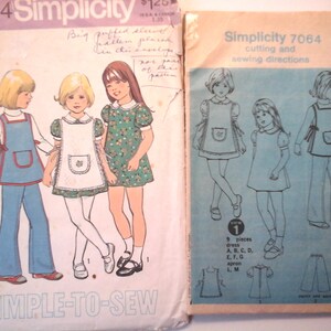 Simplicity 7064 Girls Dress, Apron and Pants Pattern, instructions