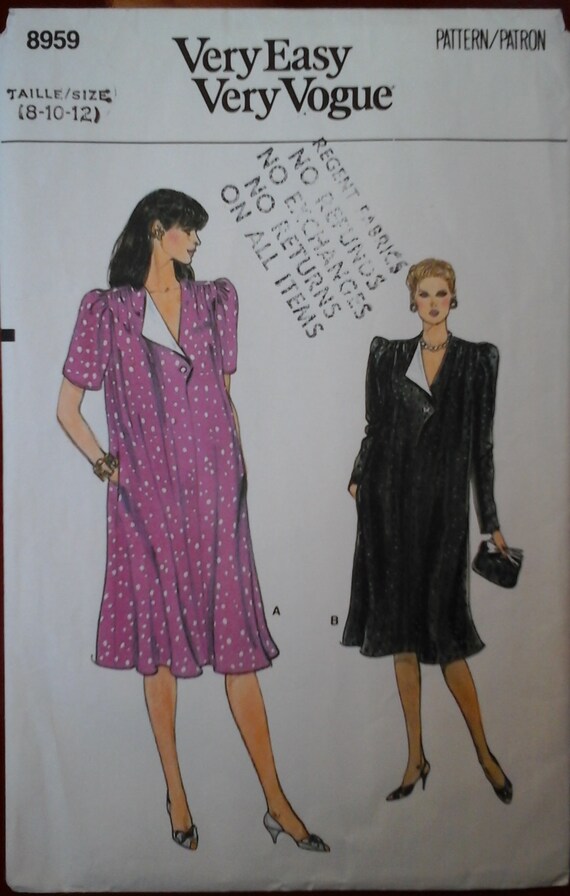 80s Vogue 8959 Maternity Dresses Pattern, Sizes 8-10, Bust 31.5-32.5,  Vintage 80s Maternity Sewing Pattern, Matenity Clothing Pattern - Etsy