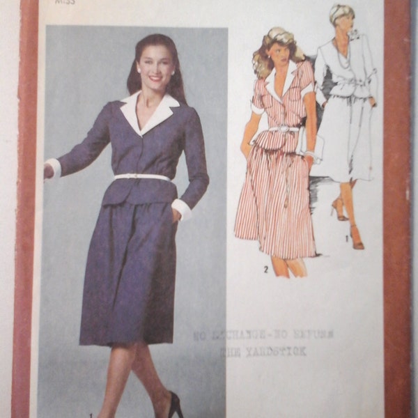 FF Simplicity 9363 Two-piece Dress vintage pattern,  size 10, Bust 32.5, 1980s Suit Dress vintage sewing pattern