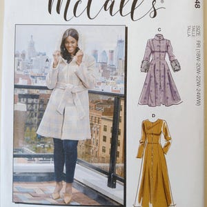 FF McCall&#39;s M7848 Misses Coat and Belt Pattern, size 18-24W, Jackets Pattern, sizes Large-XXL, KaylaMcCalls Belted Coat pattern