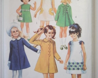 60s Simplicity 8122 Girls Dress and Coat Pattern, size 10, Breast 28.5, 1960s Vintage Simplicity 8122 Girls Sewing Pattern, Girls Dresses 10