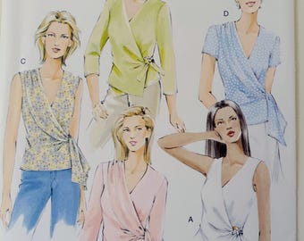 FF Vogue 7876 Easy Top Pattern, size 6-8-10, Bust 30.5-32.5, Vogue tie-front wrap blouse pattern DIY