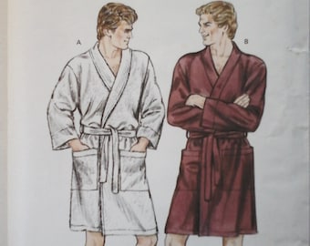 Kwik Sew 1366 Mens or Unisex Easy Wrap Robe Pattern, size small, 34-36 Terry Robe Pattern, Cotton Robe CoverUp, Men's flannel robe pattern
