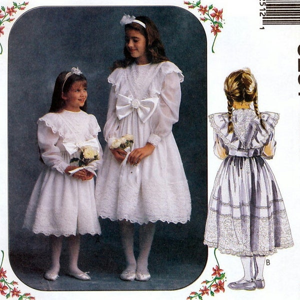 MCCALL'S 5251 Girls SPECIAL MOMENTS Dress Wedding Flower Girl, Communion Dress pattern, sizes 4 and 5, girls fancy dress pattern, lacy dress