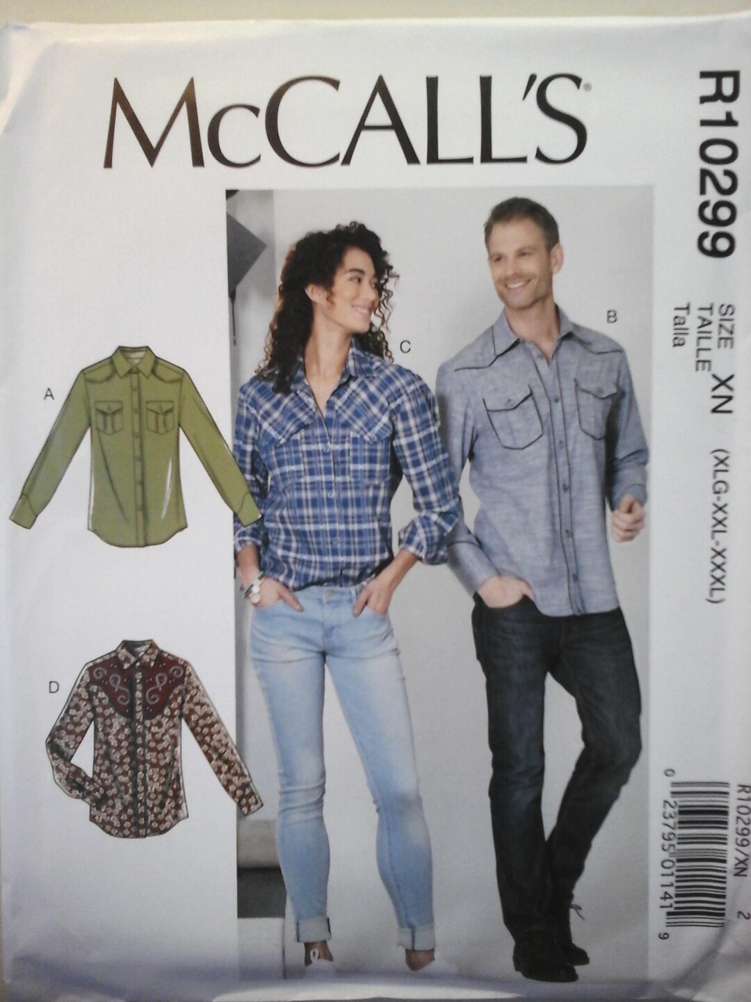 Mccall's R10299 Men's Shirt Pattern, Size XL-XXXL, Semi-fit Mens Shirts ...