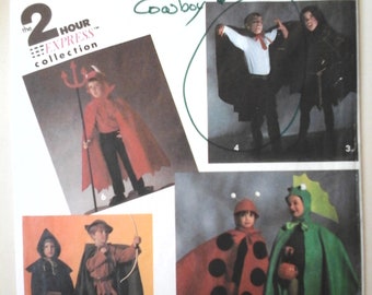 Simplicity 8270 Children's Easy 2-hour Halloween Costumes, size S-M-L, Child Devil, Archer, Ladybug, Ghoul, Dracula Cape Pattern, Costumes