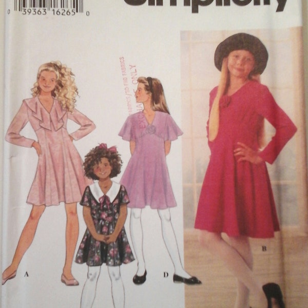 FF Simplicity 9310 Girls Empire Waist Dress Pattern, size 7-8-10-12-14, teen dress pattern, girls fancy dresses pattern
