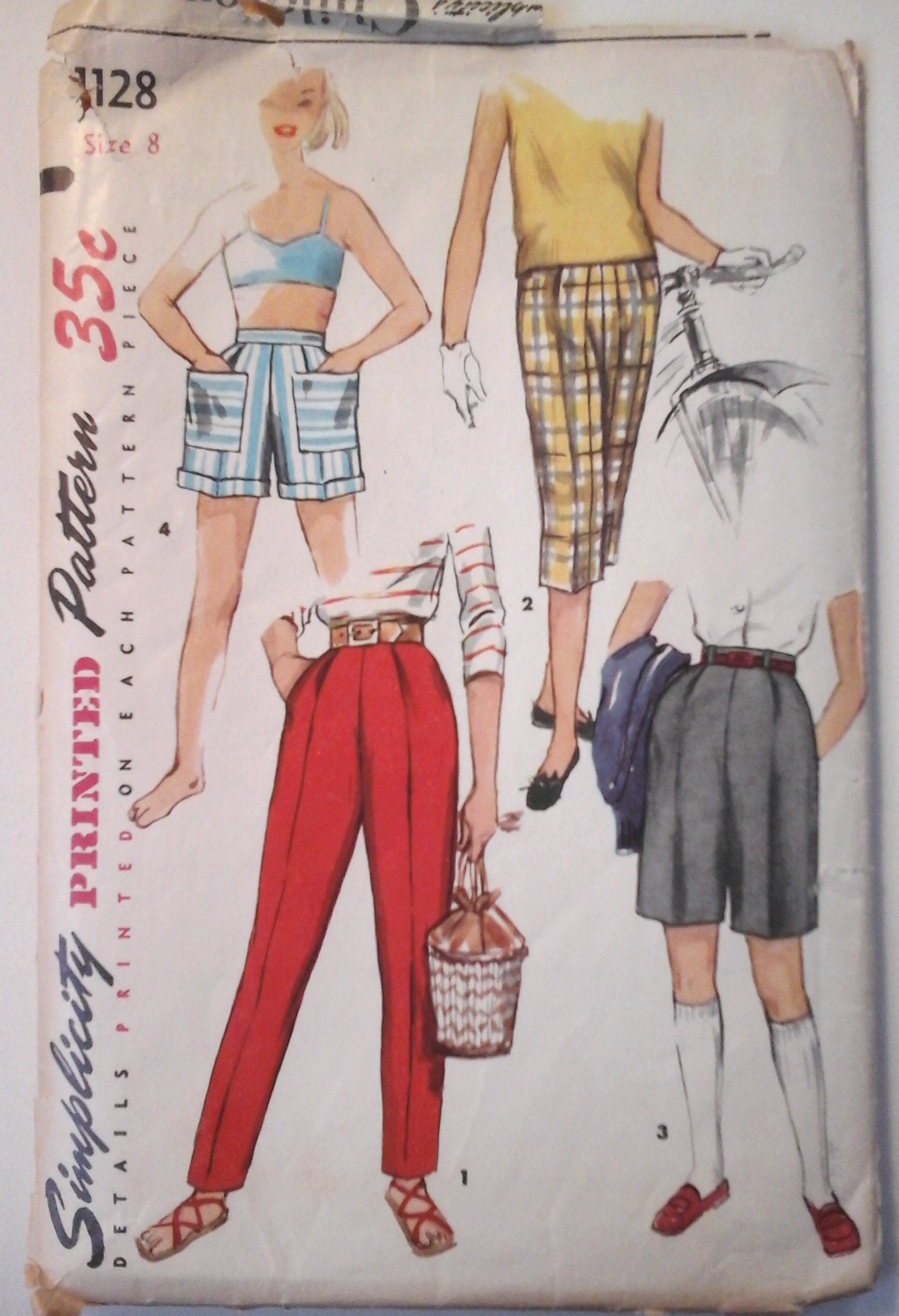 1950's Simplicity Cigarette Pants, Pedal Pushers, Jamaica Shorts