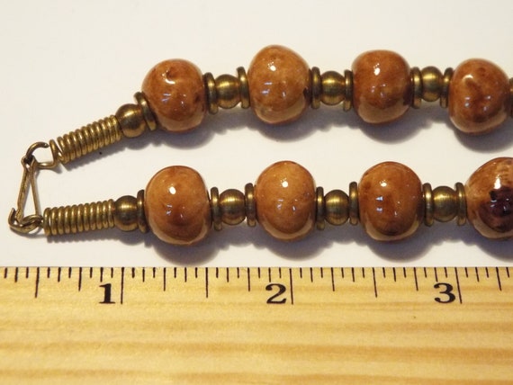 Vintage Brown Jasper Stone Necklace, 18.5", vinta… - image 3