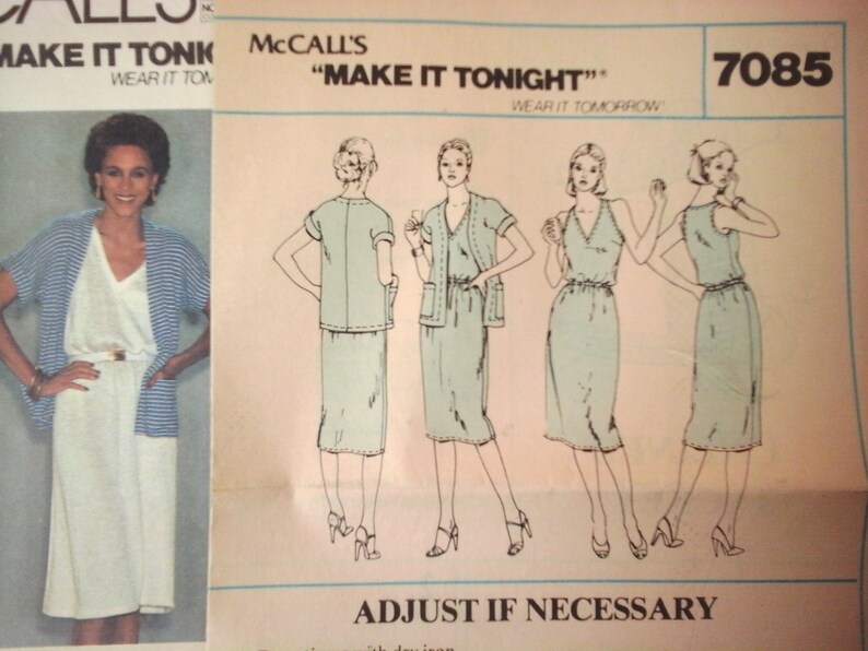 McCall's 7085 Easy Misses Dress & Cardigan Jacket Pattern, size 10