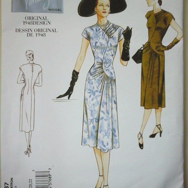 FF Vogue Vintage V2787 Original 1948 Design Dress Pattern, Size 18-20-22, Vogue 1948 Dress Pattern L, Vintage Gathered Front Dress pattern