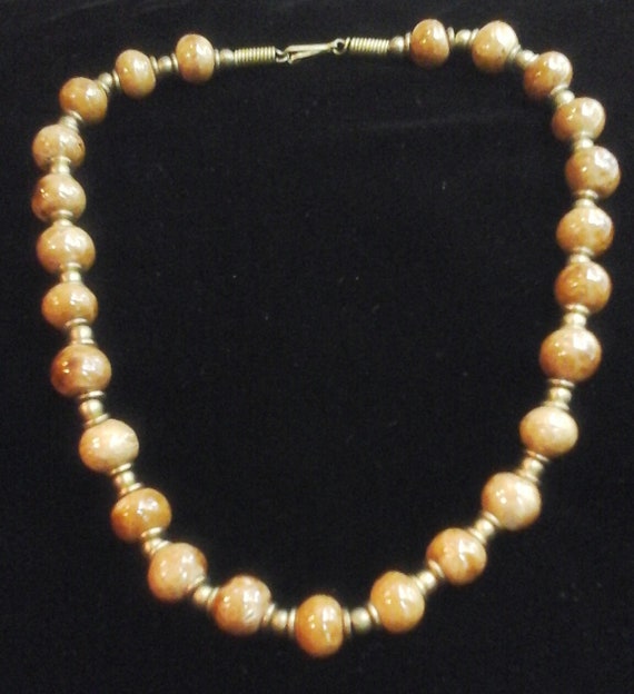 Vintage Brown Jasper Stone Necklace, 18.5", vinta… - image 2