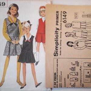 Simplicity 6149 Girls Jumper Dress and Blouse Pattern, size 7