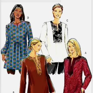 FF Butterick B4856 Tops and Tunics Pattern, size XS-S-M, size 4-14, Butterick Peasant Top Pattern