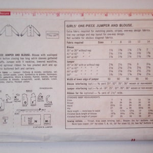 Simplicity 6149 Girls Jumper Dress and Blouse Pattern, size 7, Vintage Girl's Sewing Pattern, 1960s Pattern, girl's pleated drop-waist dress image 2