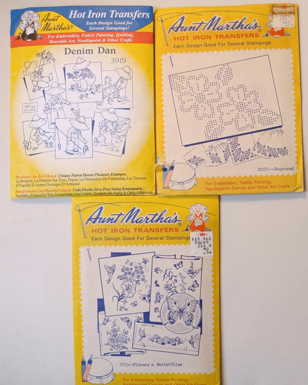 Vintage Aunt Martha's Hot Iron Transfers, Embroidery Patterns - Denim ...