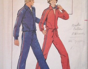 Butterick 5200 Men's Sweatshirt / Jacket and Sweatpants pattern, size 38-40, Vintage 70s Mens Track Suit pattern M, Sweats, Running pants