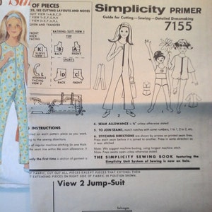 60s Simplicity 7155 Girls Jumpsuit, Playsuit and Bathing Suit Pattern, size 14, Bust 32, Vintage 1970s Simplicity Girls sewing pattern image 6