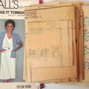 80s McCall's 7085 Easy Misses Dress & Cardigan Jacket Pattern, size 10, Bust 32.5, vintage McCall's Midi Dress, V-neck, 80s cardigan set image 6