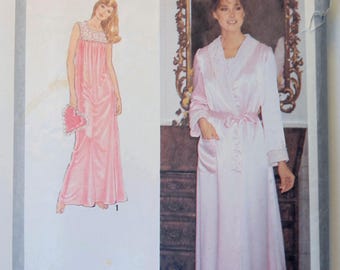 70s Simplicity 8764 Misses Nightgown and Robe Pattern, size 12, Vintage Misses long nightgown robe set pattern