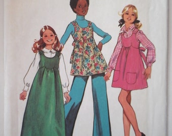 Simplicity 5762 Girls Jumper Dresses in 2 lengths or Tunic Top Pattern, size 8, Girl&#39;s maxi Dress, Child dress pattern, Girls Tunic top 8