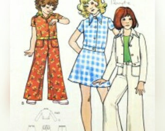 FF Butterick 3096 Girls Skirt, Pants and Top Pattern, size 10, *NO ENVELOPE, Vintage 60s Girls Clothes Sewing Pattern, bell-bottom pants