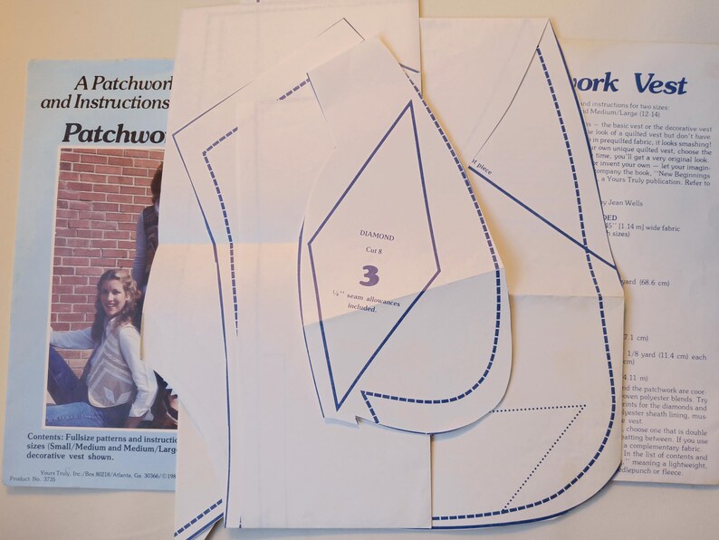 Patchwork Pattern's Patchwork Vest Pattern, with instructions and 4 pattern pieces