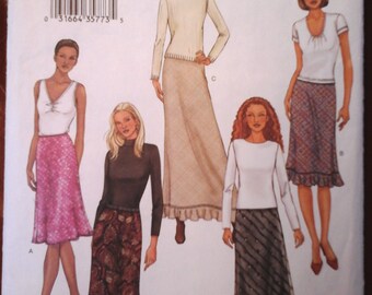 Butterick 3654 Womens Skirts Pattern, size 20-24, Plus size Maxi Skirt, Midi Bias Skirt, lace trim skirt, elastic waist skirt large, W34-39