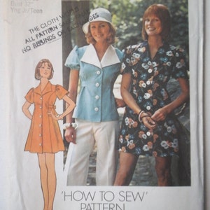 Simplicity 6220 Junior Mini Dress or Top with matching Bikini Panties Pattern, size 11-12, Bust 32, Vintage Simplicity Girl's sewing pattern