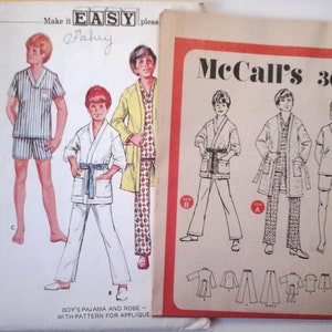 McCall's 3041 Boys Pajama Pants or Shorts and Top, Robe with tie belt, size 10, vintage McCall's boys sewing pattern image 5